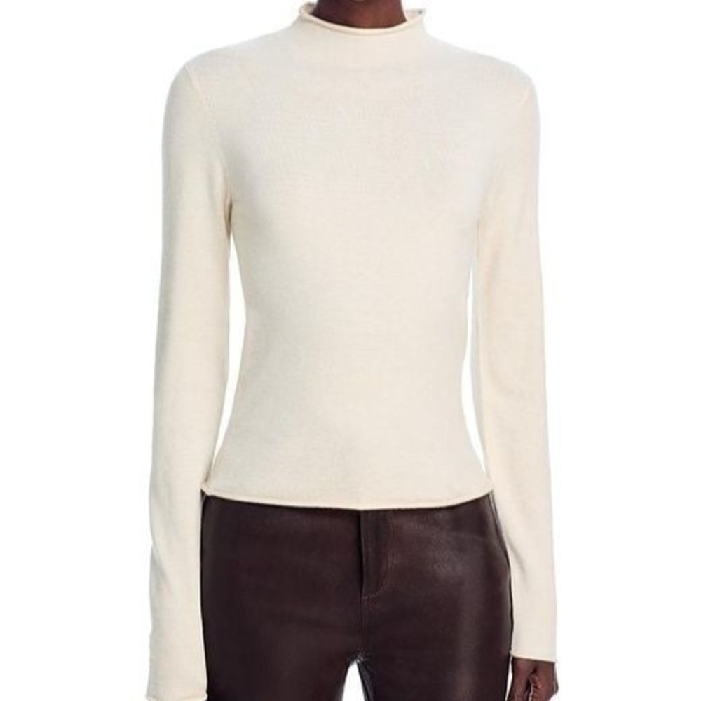 French Connection Cosysoft Mock Neck Sweater Stretch Oatmeal  Womens Size XS